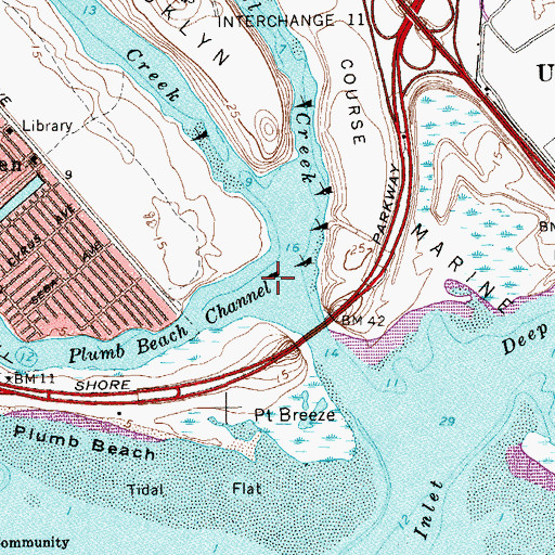 Topographic Map of Shell Bank Creek, NY