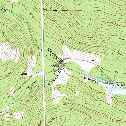 Topographic Map of South Branch Sawmill Run, NY