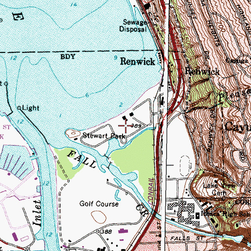 Topographic Map of Stewart Park, NY