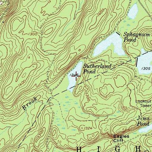 Topographic Map of Sutherland Pond, NY