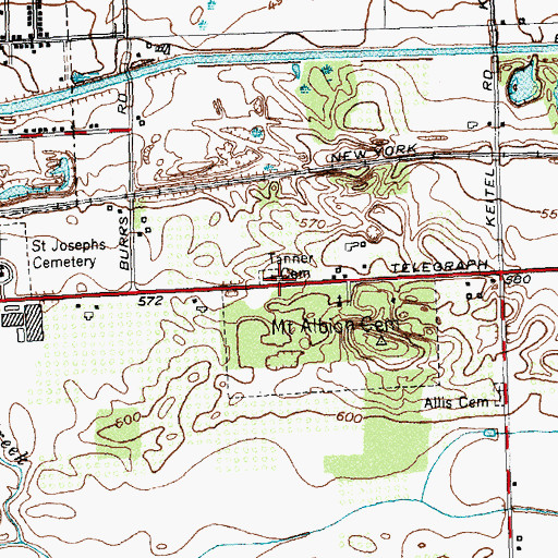 Topographic Map of Tanner Cemetery, NY