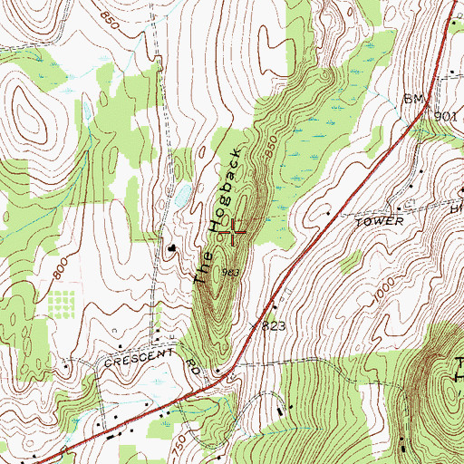 Topographic Map of The Hogback, NY