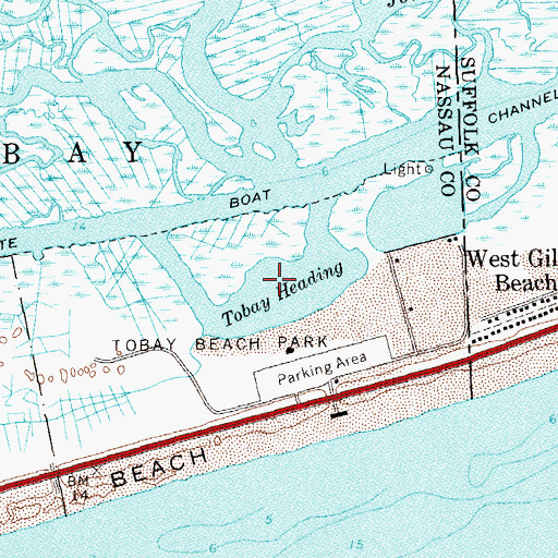 Topographic Map of Tobay Heading, NY