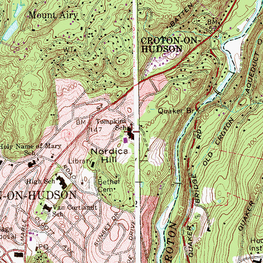 Topographic Map of Carrie E Tompkins School, NY