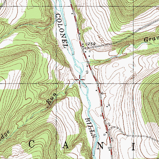 Topographic Map of Two Bridge Run, NY