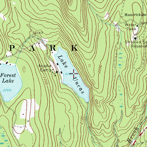 Topographic Map of Lake Uncas, NY