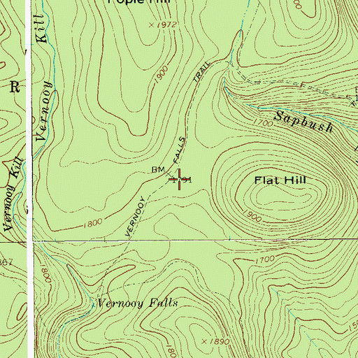 Topographic Map of Vernooy Falls Trail, NY