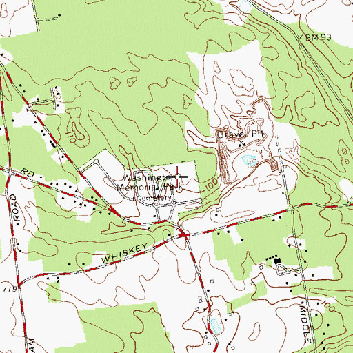 Topographic Map of Washington Memorial Park, NY