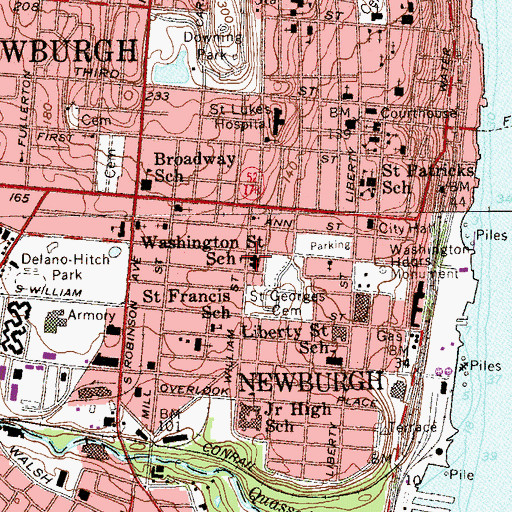 Topographic Map of Washington Street School, NY