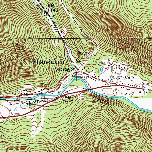 Topographic Map of Bushnellsville Creek, NY
