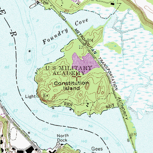 Topographic Map of Constitution Island, NY