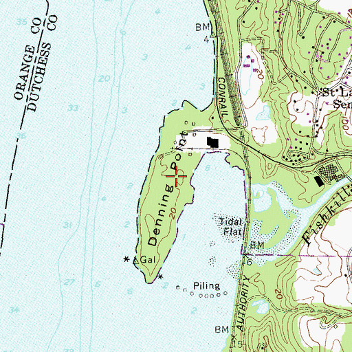 Topographic Map of Denning Point, NY