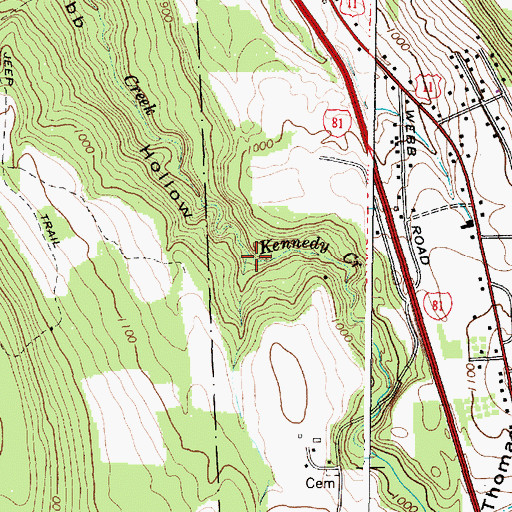 Topographic Map of Kennedy Creek, NY