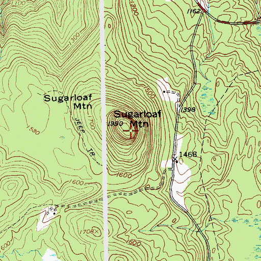 Topographic Map of Sugarloaf Mountain, NY