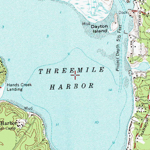 Topographic Map of Threemile Harbor, NY