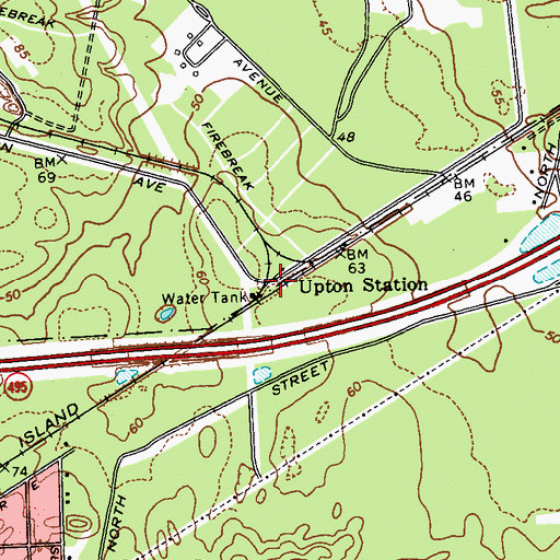 Topographic Map of Upton Station, NY