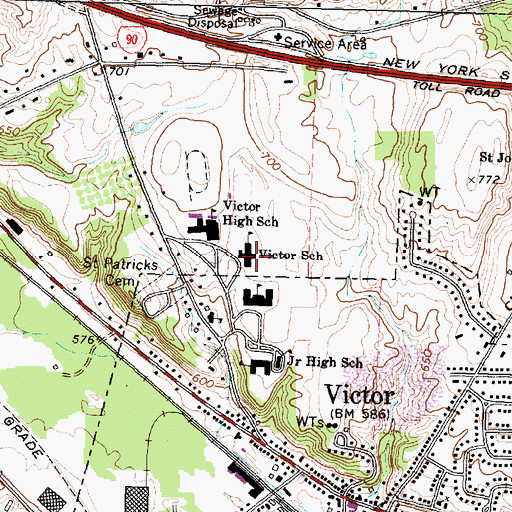 Topographic Map of Victor Intermediate School, NY