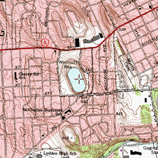Topographic Map of Westcott Reservoir, NY