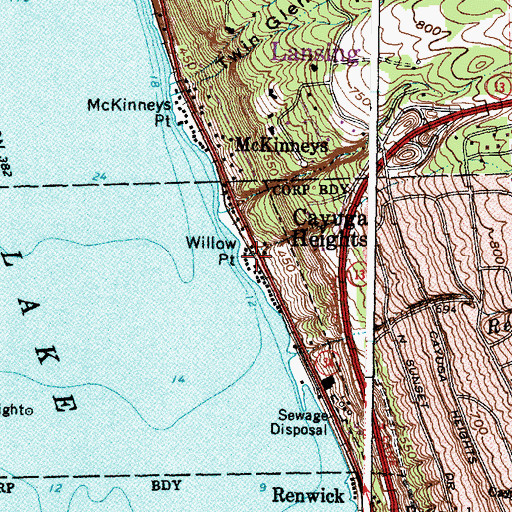 Topographic Map of Willow Point, NY