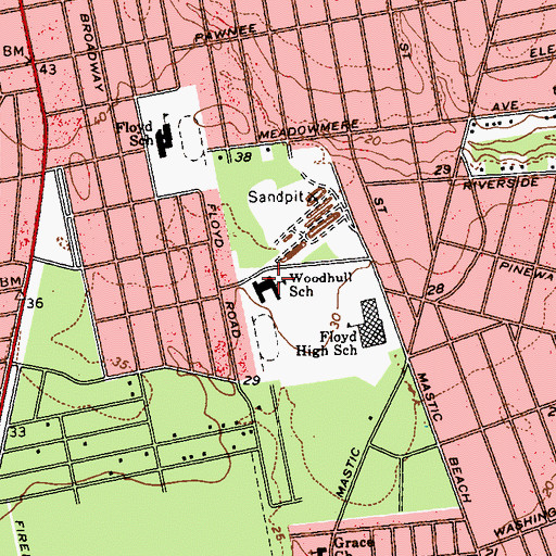 Topographic Map of Nathaniel Woodhull Elementary School, NY