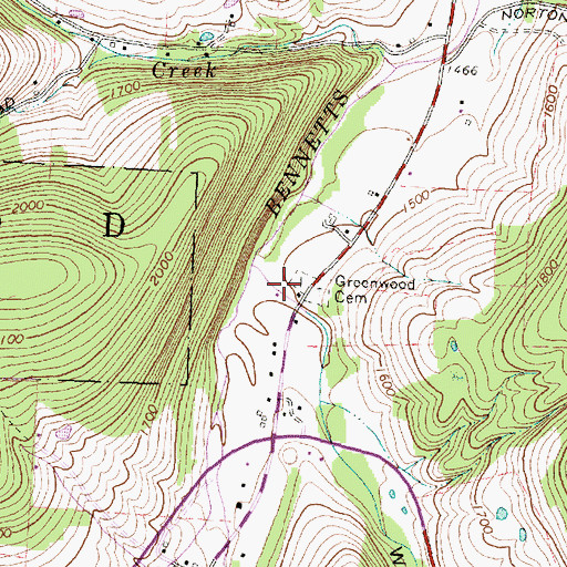 Topographic Map of Woodward Hollow, NY