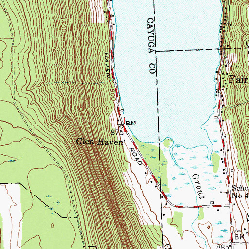 Topographic Map of Glen Haven, NY