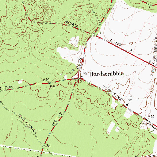 Topographic Map of Hardscrabble, NY