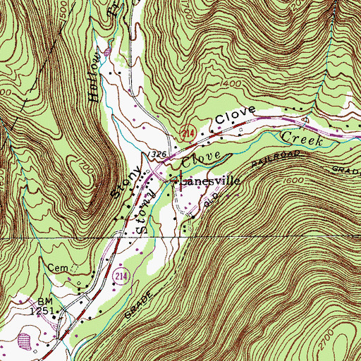 Topographic Map of Lanesville, NY