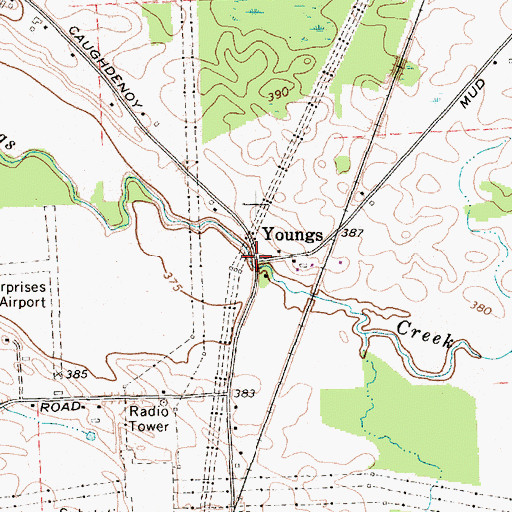 Topographic Map of Youngs, NY