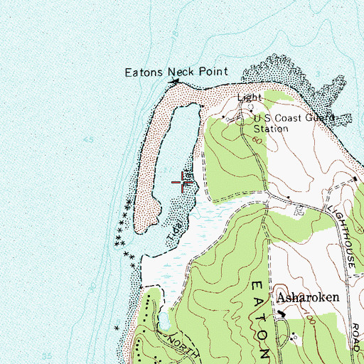 Topographic Map of Eastons Neck Basin, NY