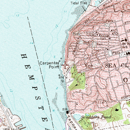 Topographic Map of Carpenter Point, NY