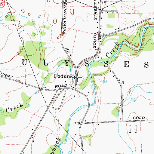 Topographic Map of Podunk, NY