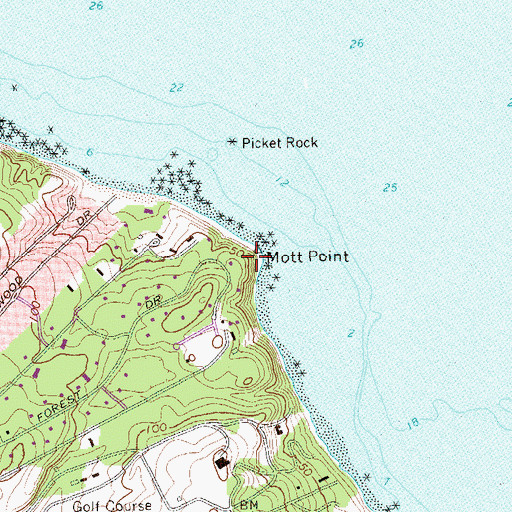 Topographic Map of Mott Point, NY