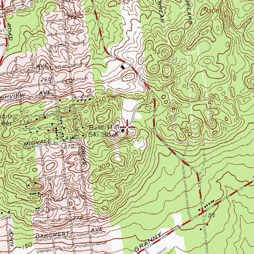 Topographic Map of Bald Hill Ski Bowl, NY