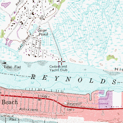 Topographic Map of Cedarhurst Yacht Club, NY