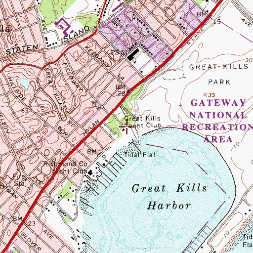 Topographic Map of Great Kills Yacht Club, NY