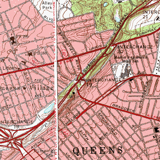 Topographic Map of Interchange 19, NY