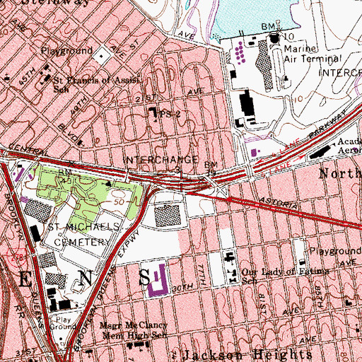 Topographic Map of Interchange 3, NY
