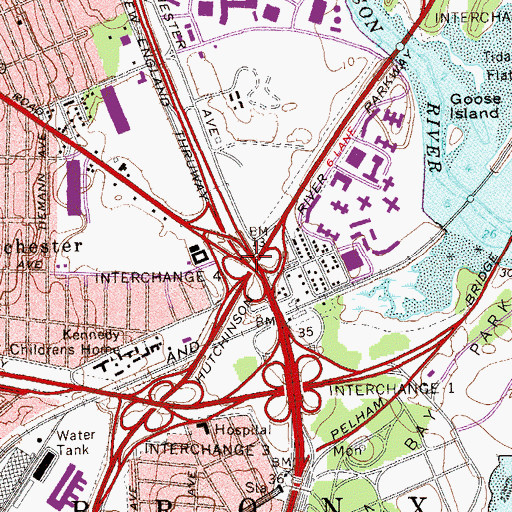 Topographic Map of Interchange 4, NY