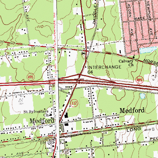 Topographic Map of Interchange 64, NY