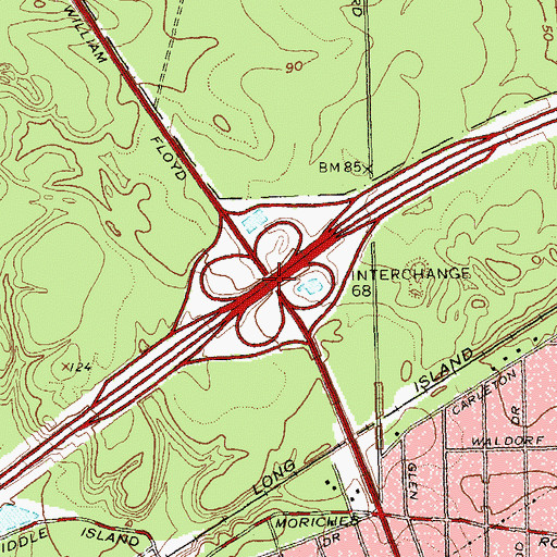 Topographic Map of Interchange 68, NY