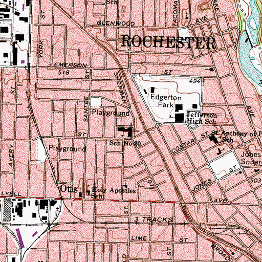 Topographic Map of General Elwell S Otis School, NY