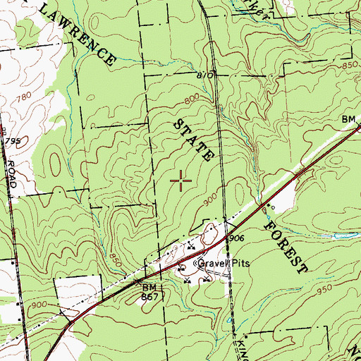 Topographic Map of Saint Lawrence State Forest Number 2, NY