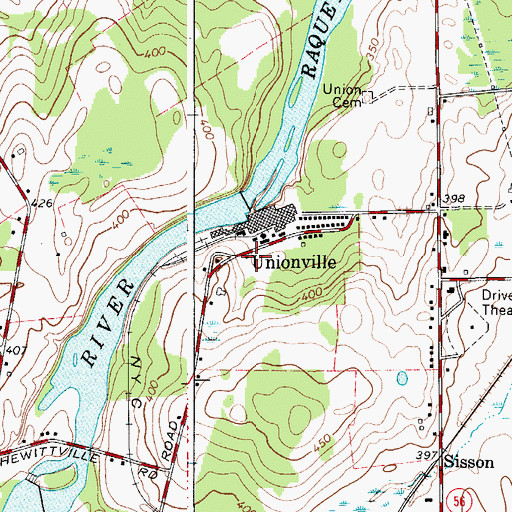 Topographic Map of Unionville, NY
