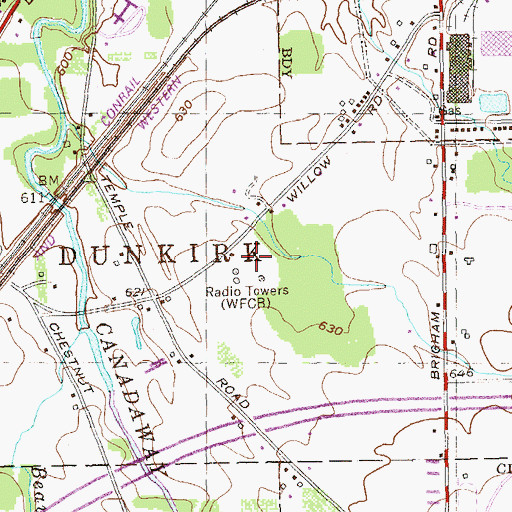 Topographic Map of WDOE-AM (Dunkirk), NY