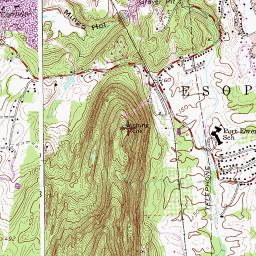 Topographic Map of WBPM-FM (Kingston), NY