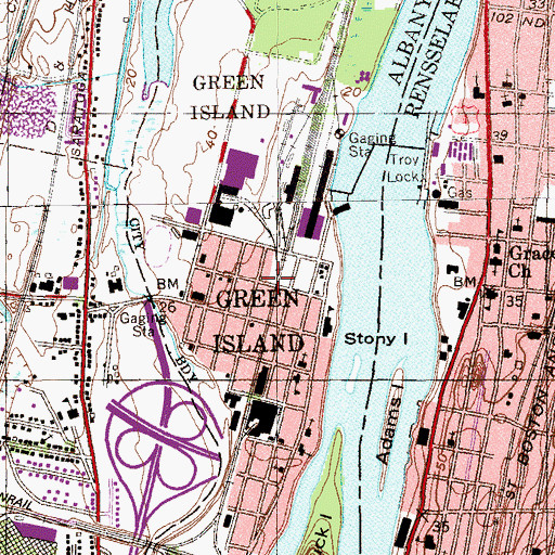 Topographic Map of Town of Green Island, NY