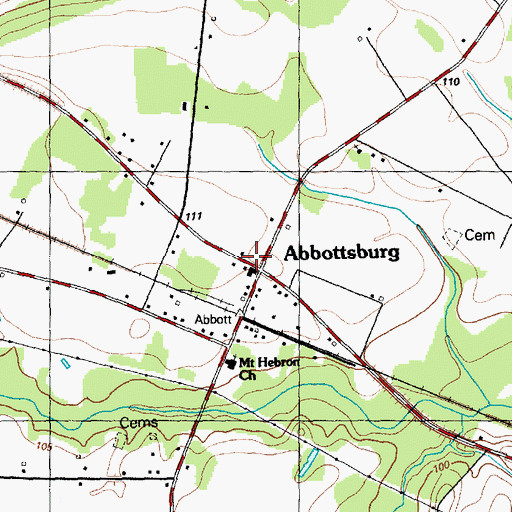 Topographic Map of Abbottsburg, NC