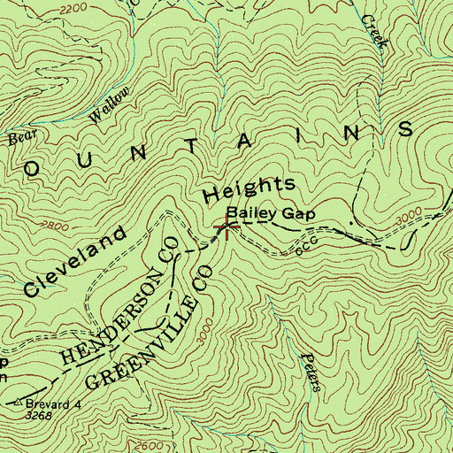 Topographic Map of Bailey Gap, NC