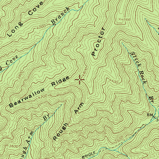 Topographic Map of Bearwallow Ridge, NC